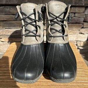 Sperry Top Sider Women's Saltwater Duck Boots,Brown/khaki SIZE 10 M Soft Leather